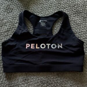 Peloton Black Sports Bra with Multicolor Logo